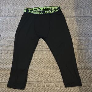 Russell Athletic Dri-POWER Black Strech Pants with Neon Green Waistband